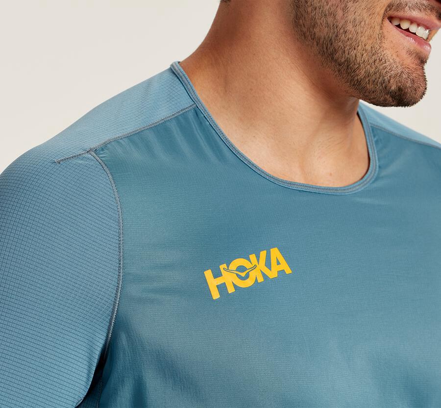 Top Hoka One One Hombre - Wind - Azules - REP190672